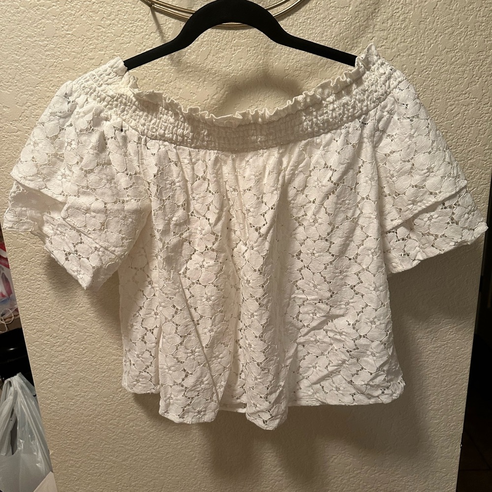 White off the shoulder lace top